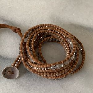 Chan Luu Leather & Gem Stone Wrap Bracelet